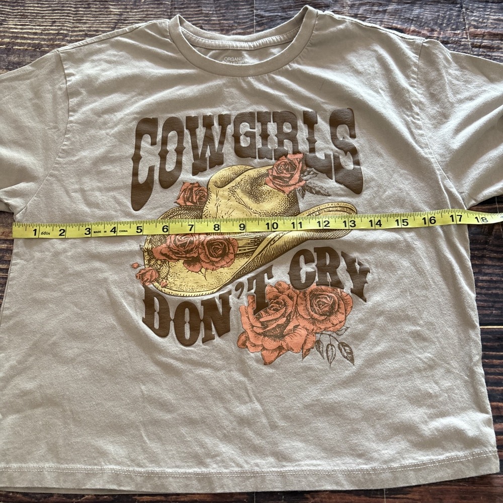 Organic Collective by Organic Generation Cowgirls Don't Cry Crop Tshirt Small - Picture 4 of 5